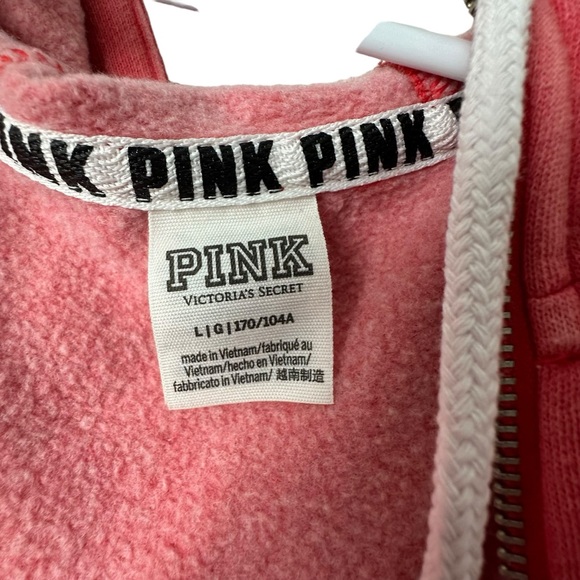 VICTORIA'S SECRET PINK PERFECT FLEECE FUNNEL NECK HOODIE LARGE VINTAGE WASH - Picture 7 of 9